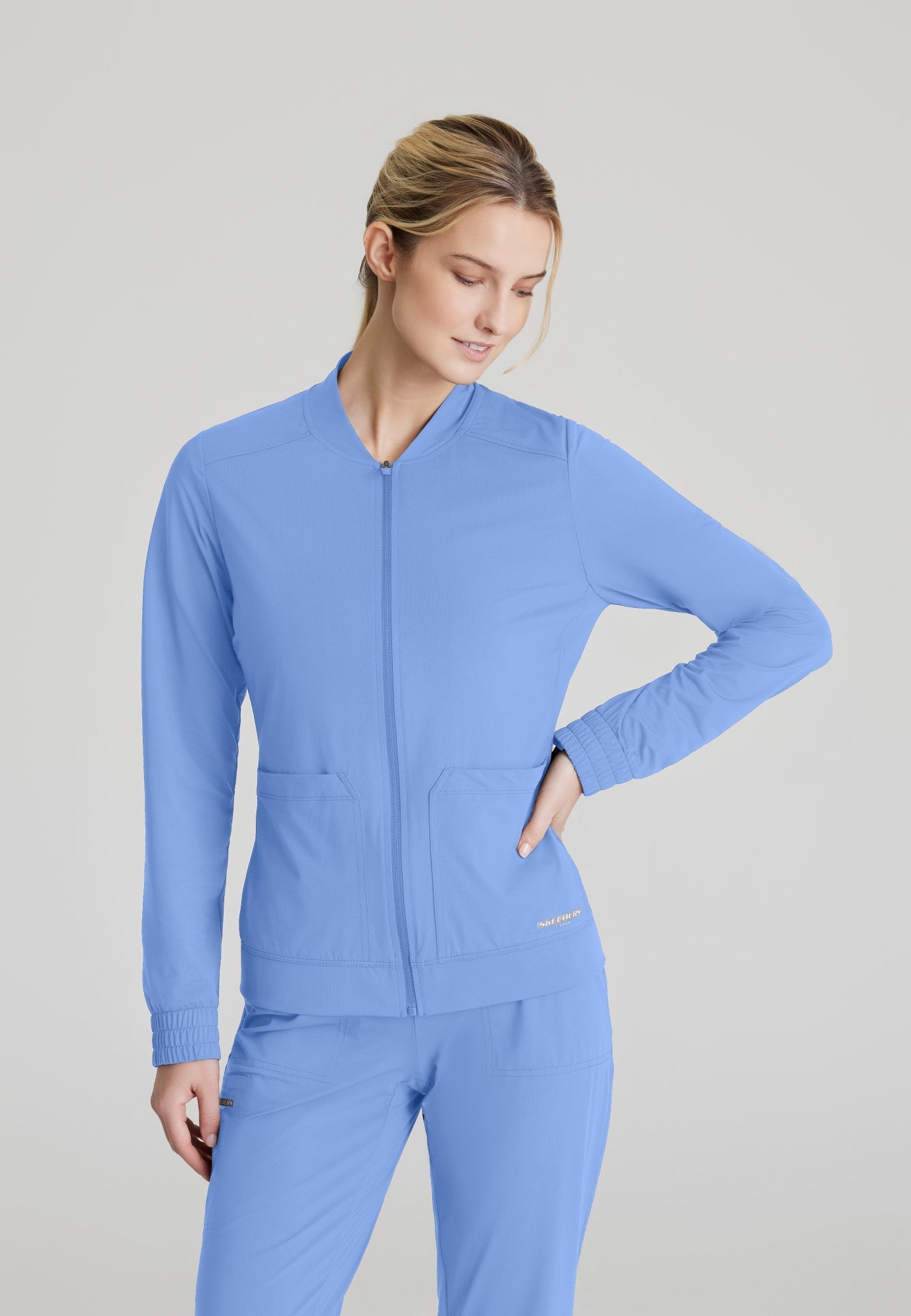 Contour Knit Warm-Up - Ciel Blue - Jen's Scrubs